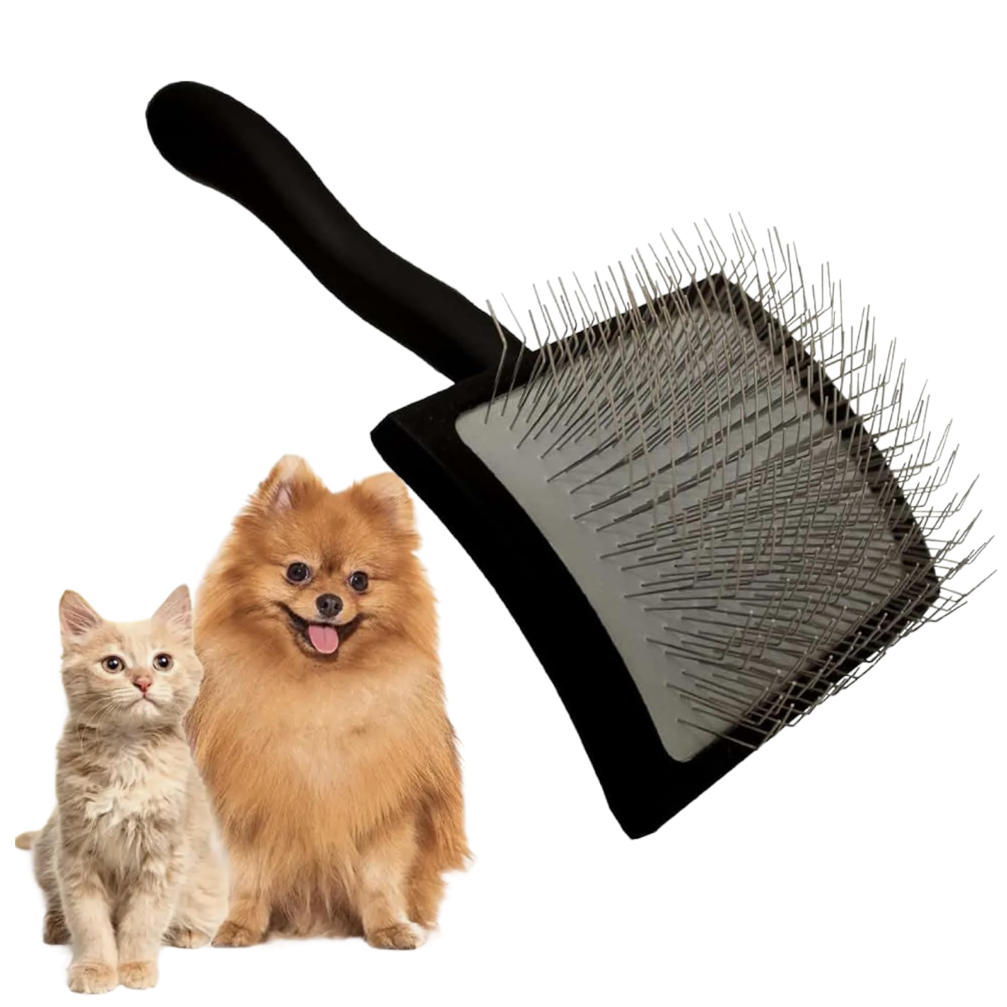 Natural Wooden Grooming Brush for Pets – Long Metal Pins Slicker for Dogs & Cats