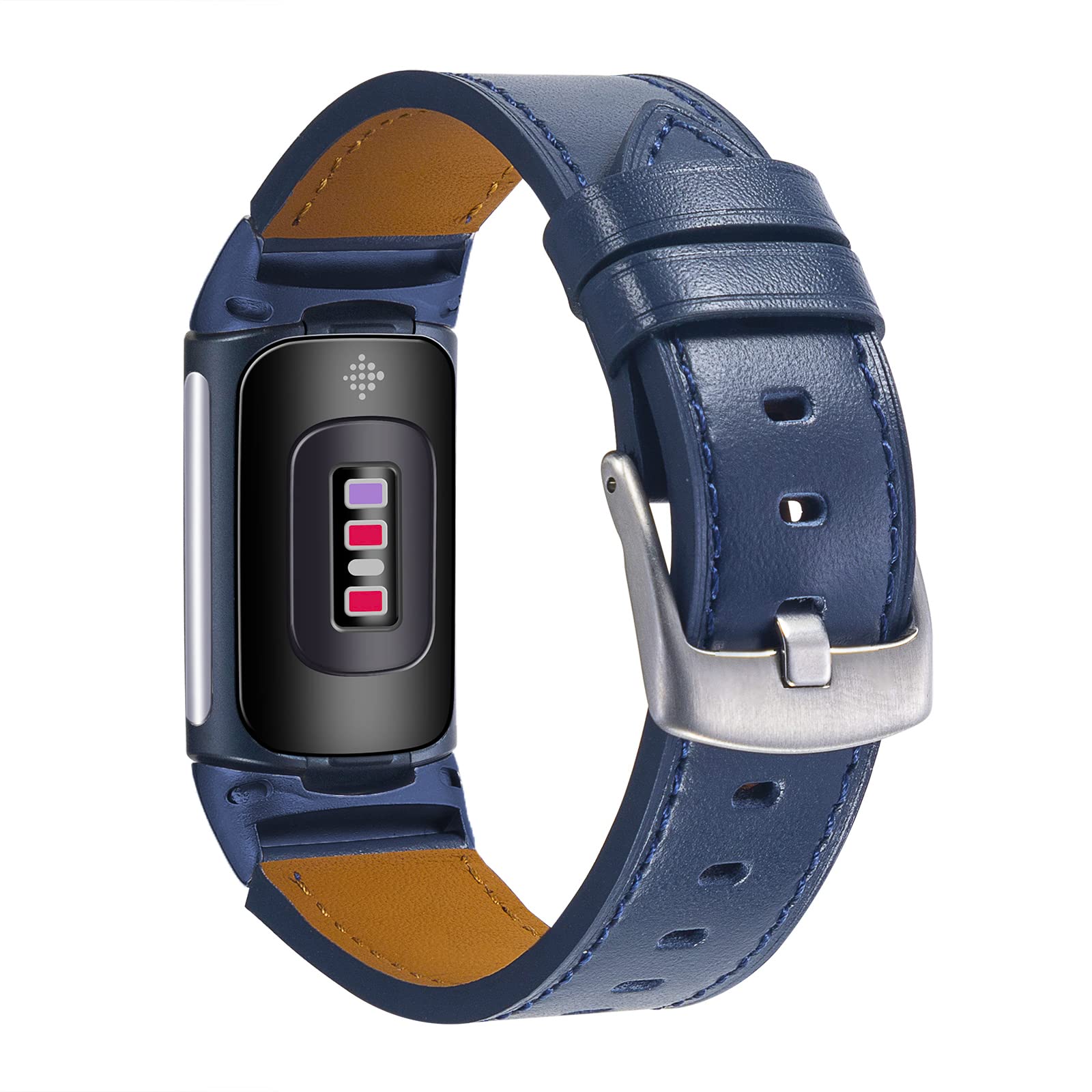 Nigaee Leather Bands Compatible with Fitbit Charge 5,Replacement Genuine Leather Sport Straps for Women Men,Soft Adjustable Replacement Wristbands for Fitbit Charge 5 Fitness Tracker
