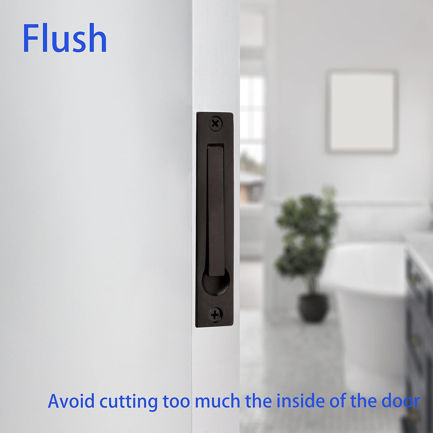 Dontay 5 Pack Pocket Door Handles,Stainless Steel 304 Edge Pulls,Hidden Handle Hardware,Flush Mount Sliding Doors Pull for Bathroom Cabinets&Drawers(5,Matte Black)