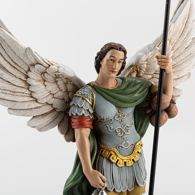 Estatua San Rafael Arcángel 10.2 pulgadas Resina Pintada a Mano DevotedWalls miniatura 8