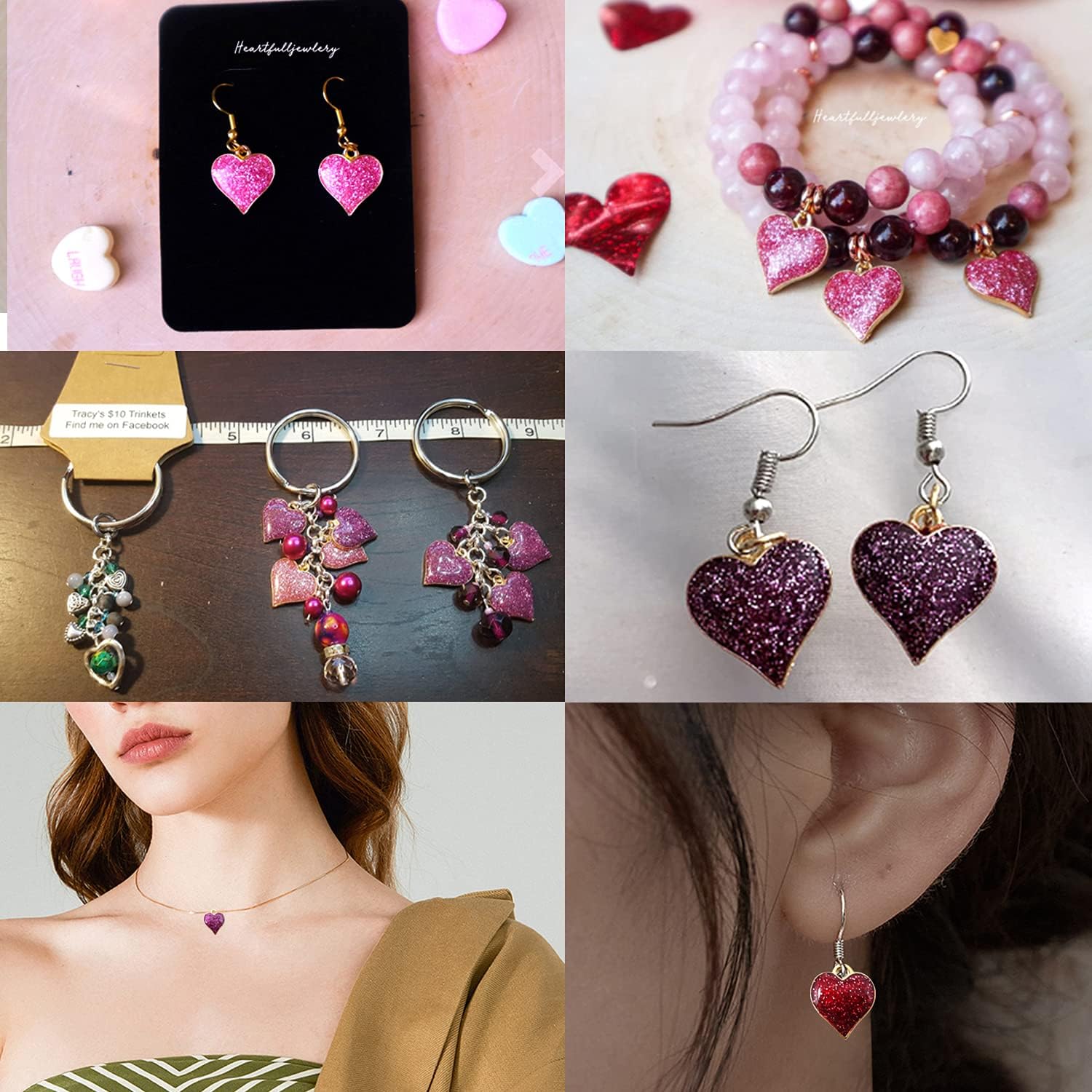 Honbay 30PCS Alloy Enamel Heart Charms Pendant Glitter Valentine's Day Heart Shape Pendants for Jewelry Earring Bracelet Necklace Making (3 Color) - Image 4