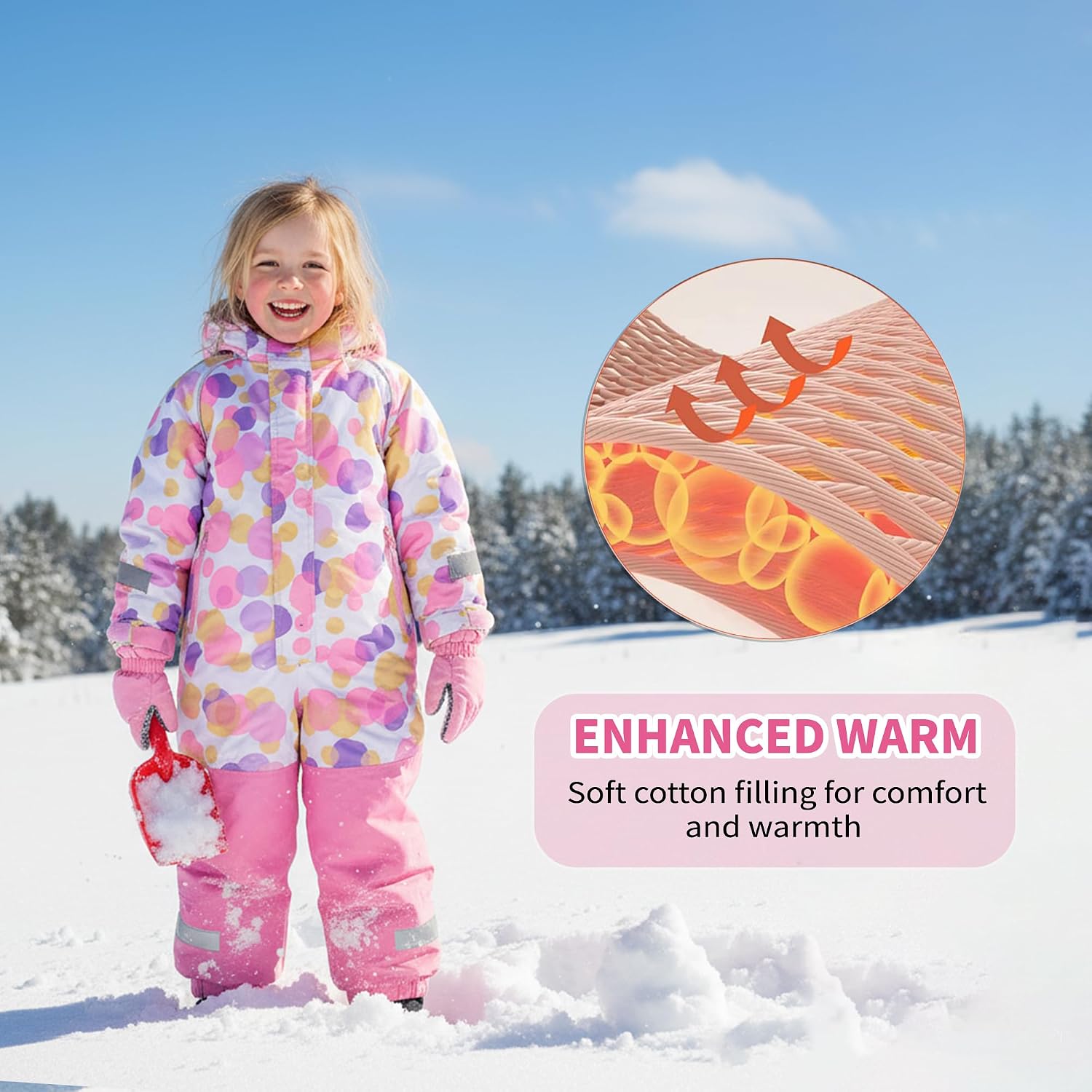Yueta Kids Snowsuit One Piece, Waterproof Snow Suit for Boys Girls, Ski Jackets Jumpsuits Overalls for Skiing Snowboarding