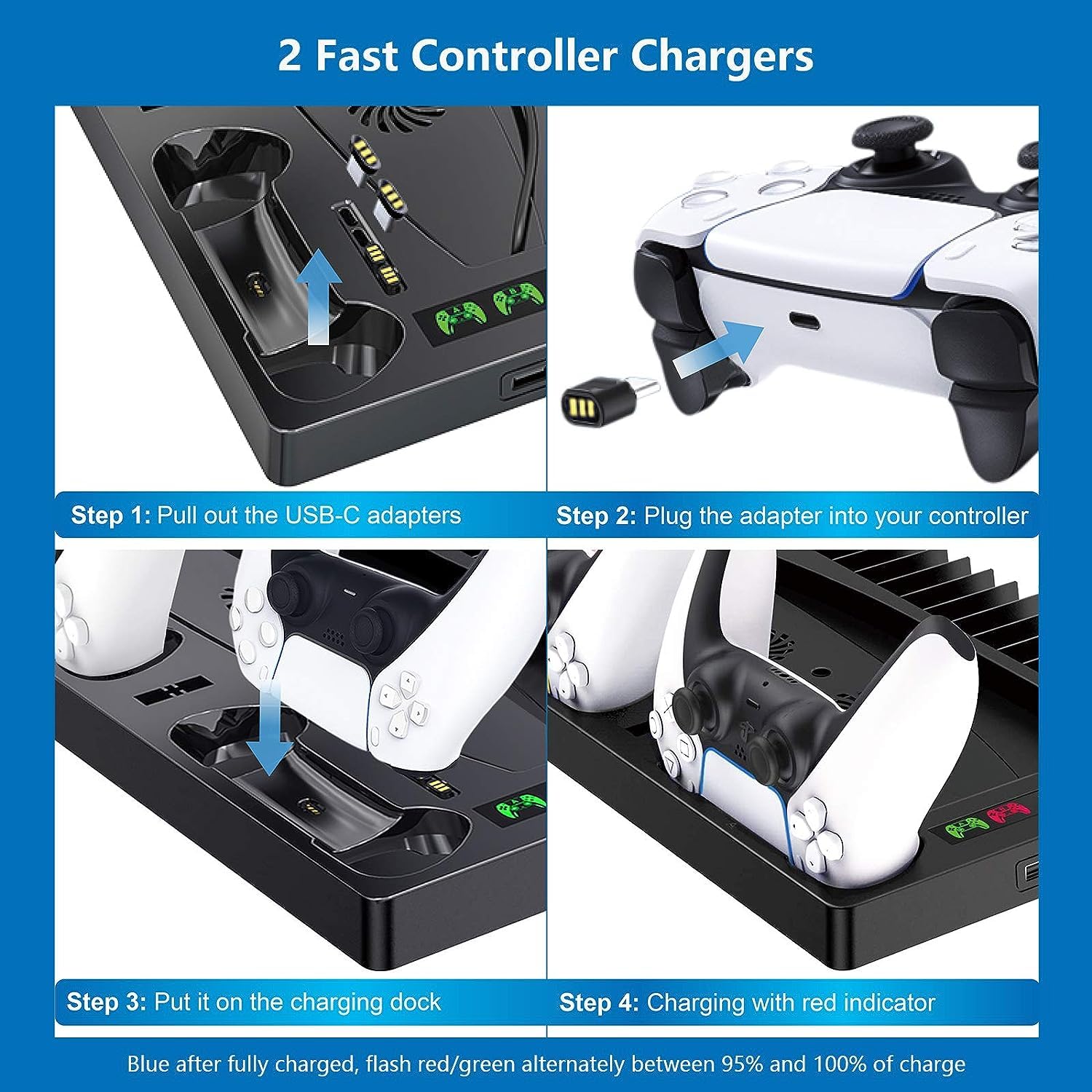 Supporto PS5 base ventola di raffreddamento silenziosa, 1 supporto per cuffie, 2 caricabatterie per controller, 15 slot per dischi di gioco e 1 scatola di archiviazione remota multimediale (Black)