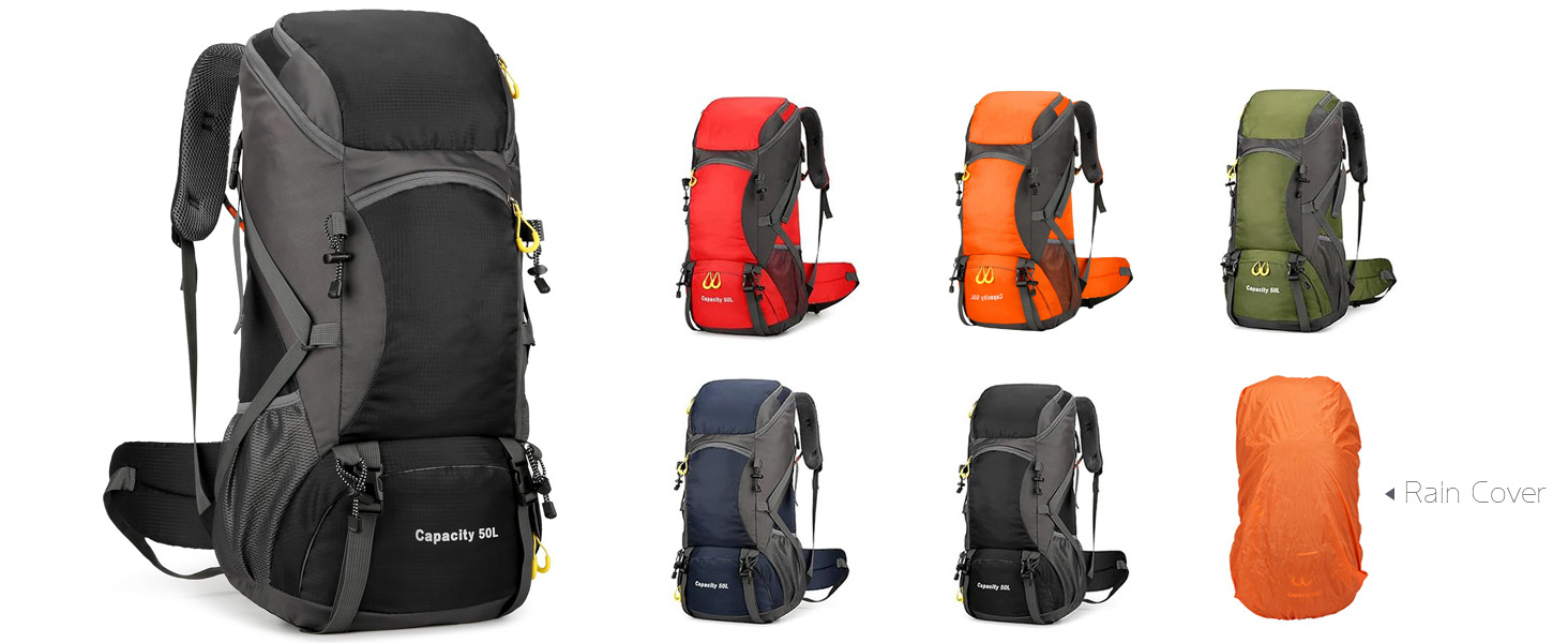 Zaino Trekking 50L Impermeabile - Con Copertura Antipioggia, Per Uomo E Donna - Foto 11