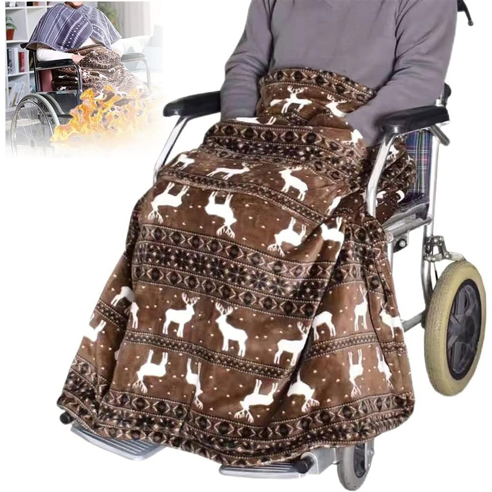 Manta para Silla de Ruedas, Manta para piernas de Silla de Ruedas para Personas Mayores, Manta de Lana para Silla de Ruedas para Exteriores de Invierno, Resistente al Viento, Gruesa, cálida,