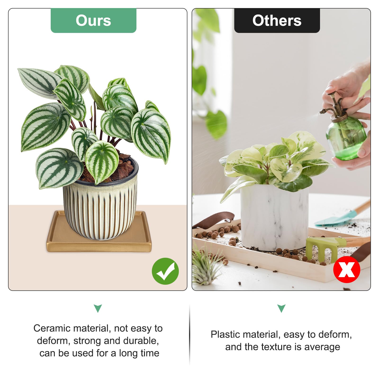 M METERXITY 2-Pack Ceramic Plant Saucer, 6.3 Inch Plant Water Catcher Tray - Image 4