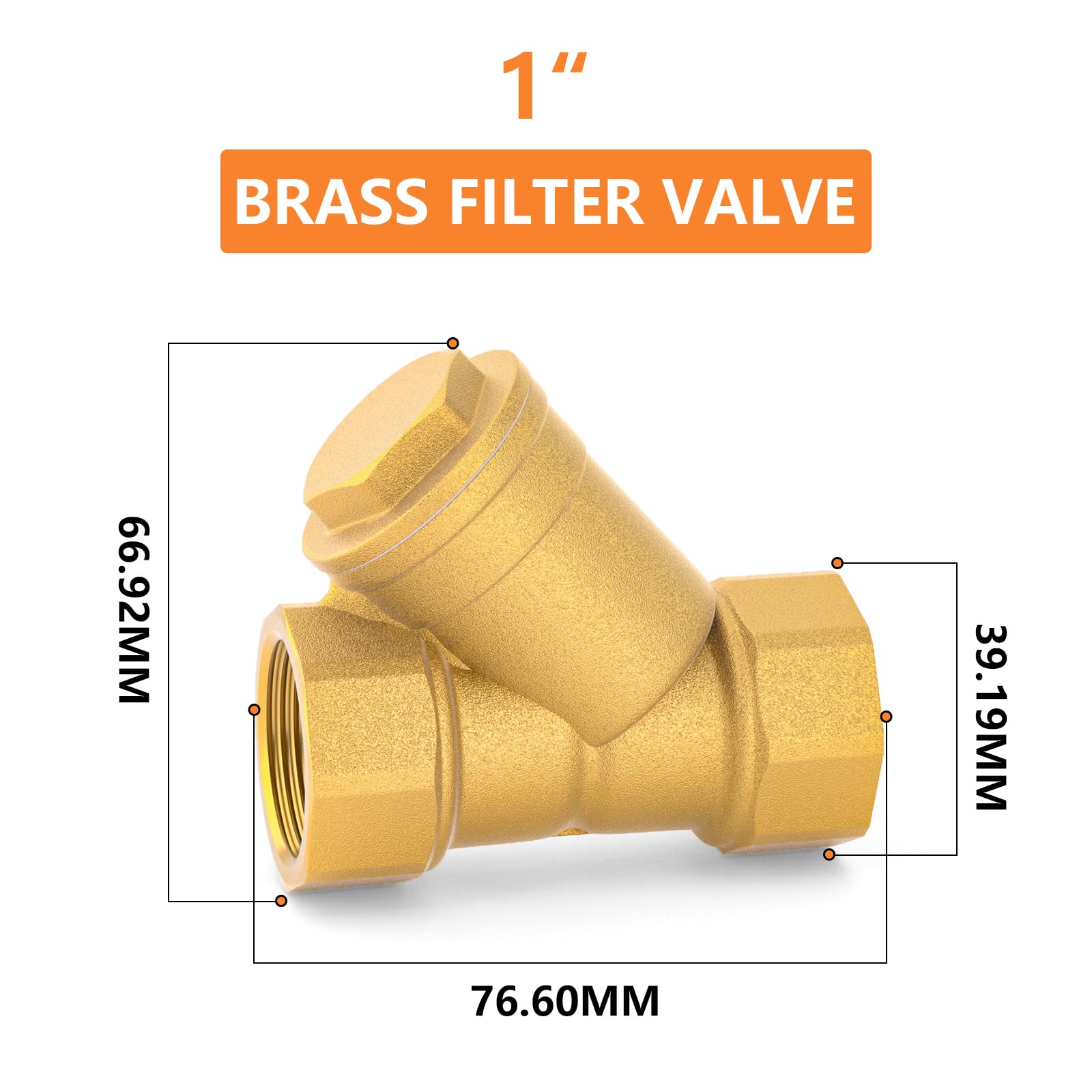 GASHER 2PCS Latón 1" Hembra Y Colador Malla Filtro Válvula para Separación Agua Aceite