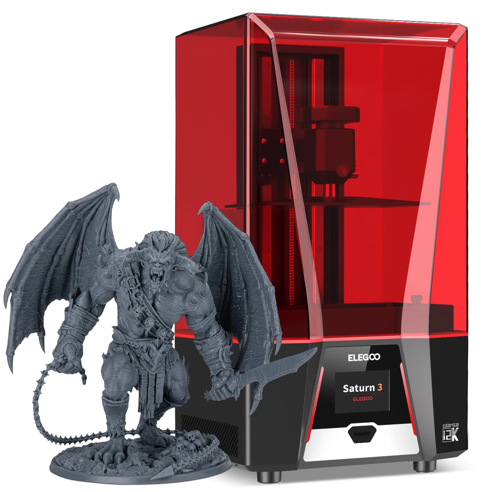 ELEGOO Saturn 3 MSLA Resin 3D, Stampante 3D in Resina con LCD Monocromatico 10 pollici, Software Voxeldance Tango Slicing, Grande Dimensione di Stampa 3D da 218,88 x 122,88 x 250 mm³