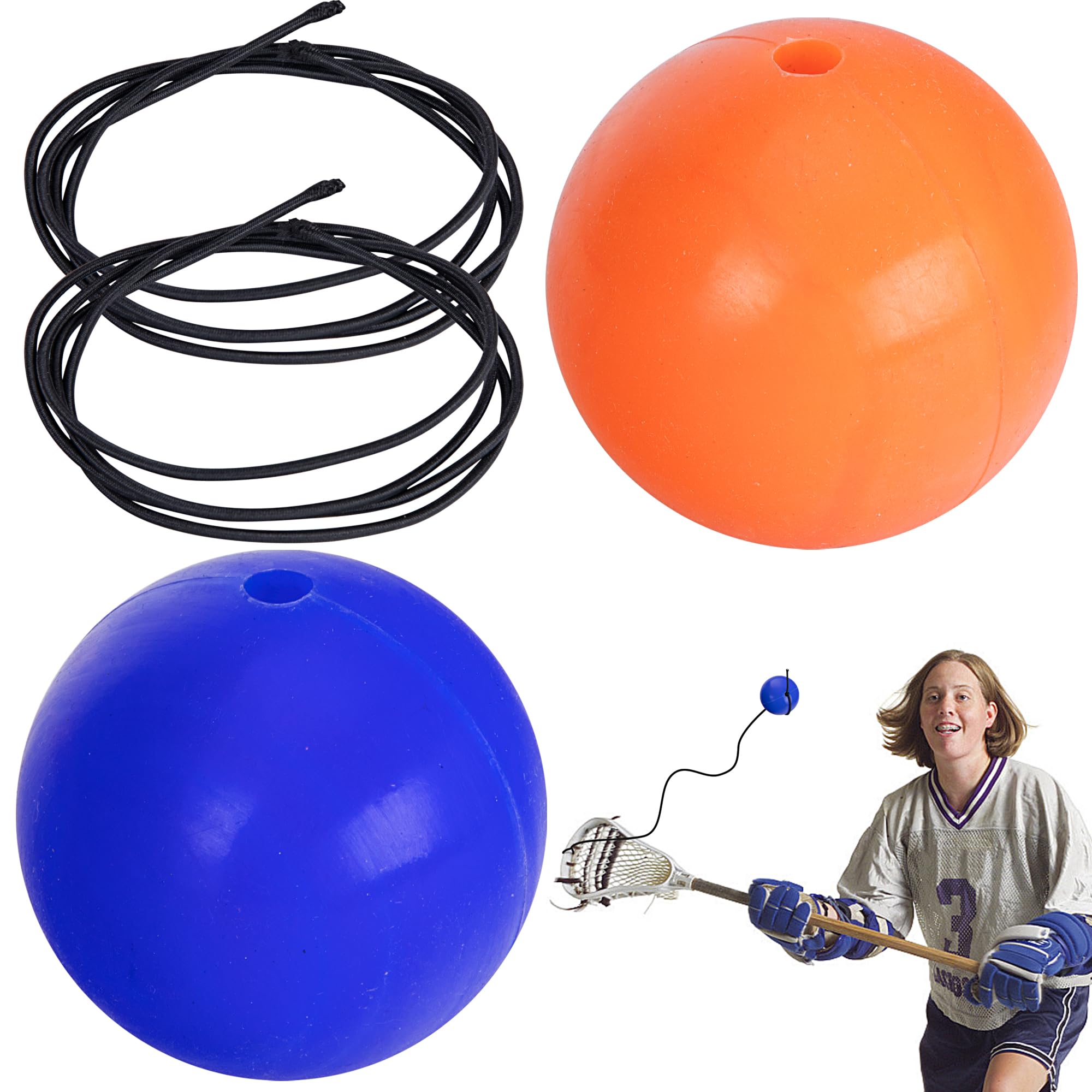 Lacrosse Training Ball With Ropes and Cable Ties - Training Equipment - Rebounders for Youth Fits All Sticks