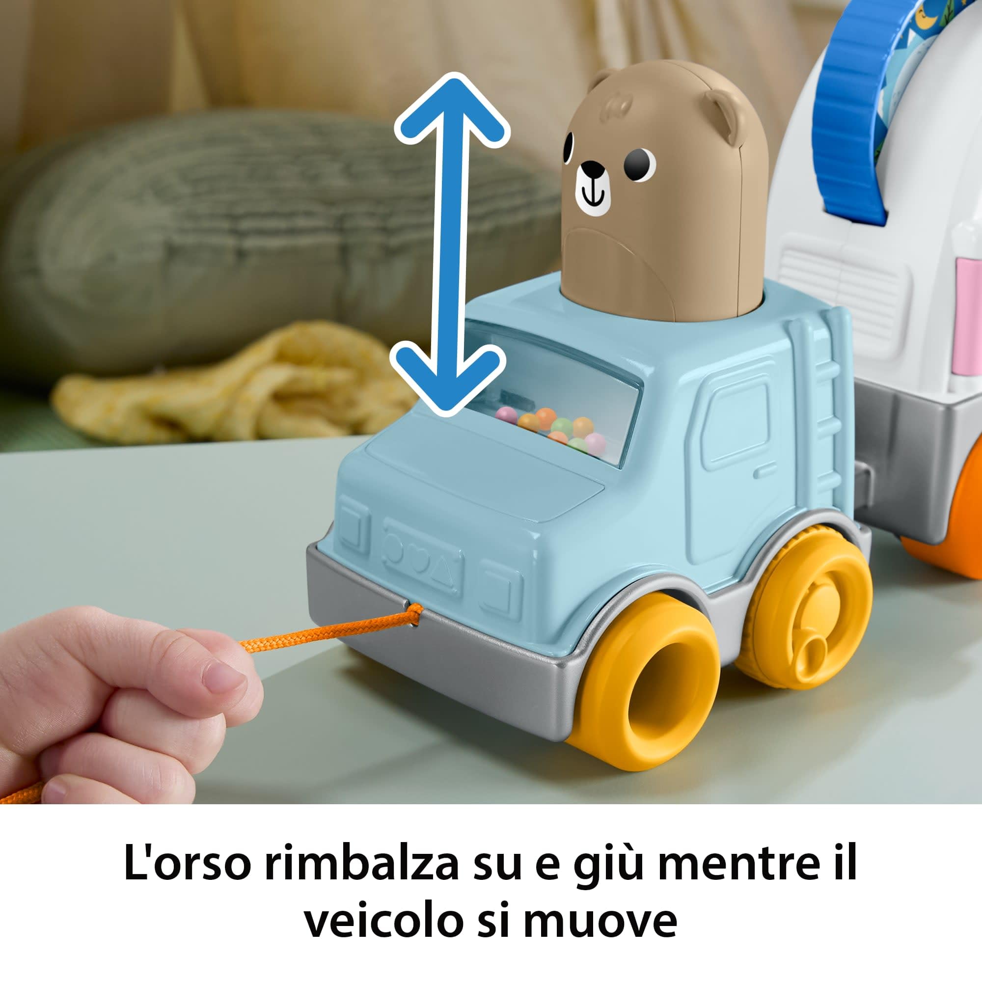 Fisher-Price - Camper Foresta degli Amici, Veicolo trainabile a Tema Campeggio con Suoni e Accessori, attività sensoriali per Lo Sviluppo delle capacità motorie, 1+ Anni, JKD52