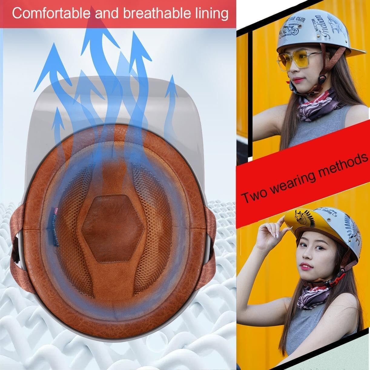 Kask motocyklowy w stylu vintage Retro otwarte kaski motocyklowe z regulowaną klamrą z mechanizmem szybkiego uwalniania Zatwierdzony przez DOTECE Dorosły