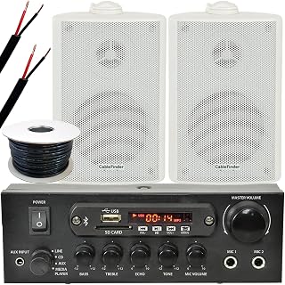 2x White Outdoor Speaker Bluetooth System Kit | SMART HOME ECHO DOT ALEXA SPOTIFY | Outdoor Background Sound Weatherproof Waterproof External | Wireless Music Player Hifi for Garden BBQ Parties, Pub