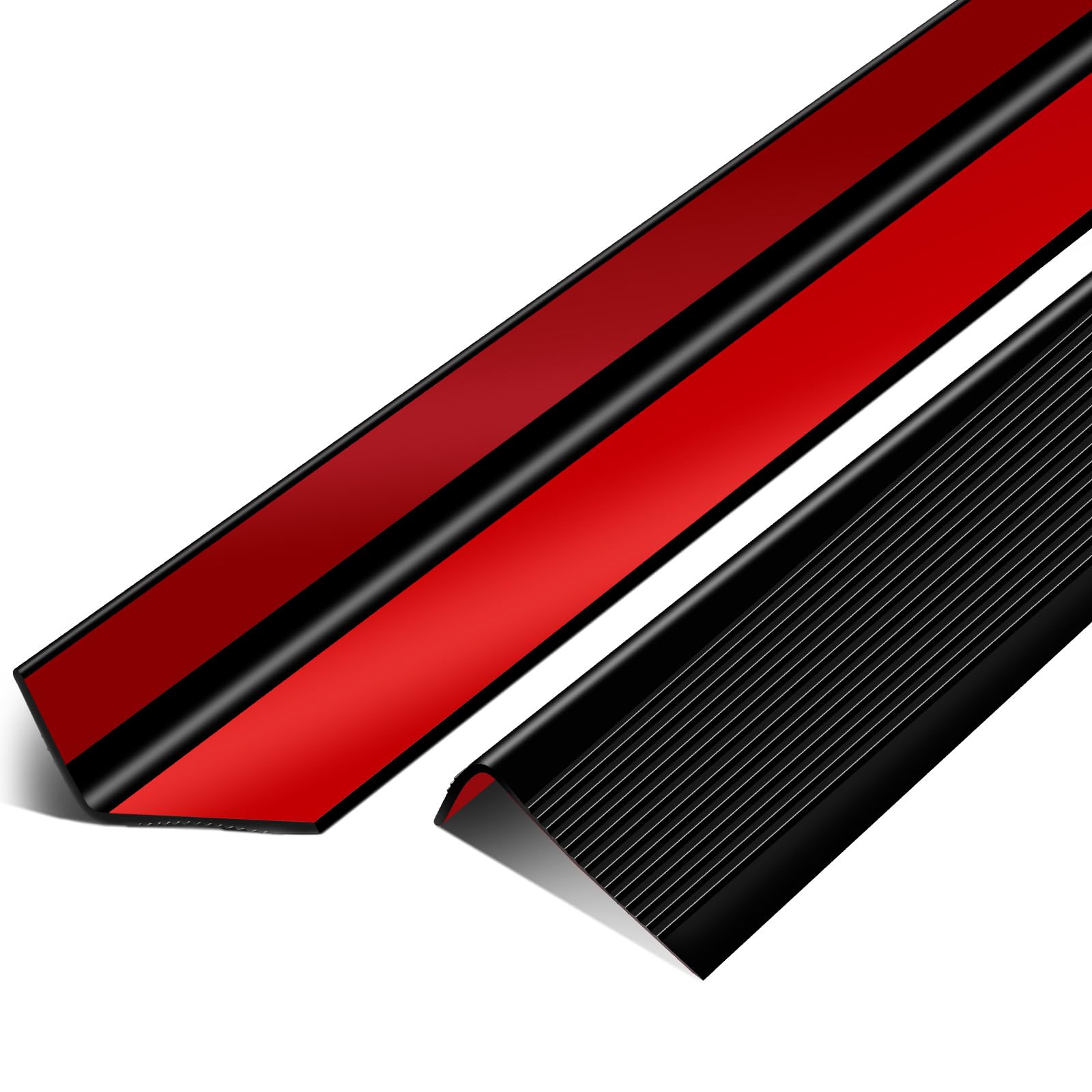 Huwena 2 Pcs Stair Nosing 84" Self Adhesive Vinyl Stair Edge Protector Non Slip Stair Edge Trim Waterproof Suitable for Exterior Stair Treads Indoor/Outdoor Stairs