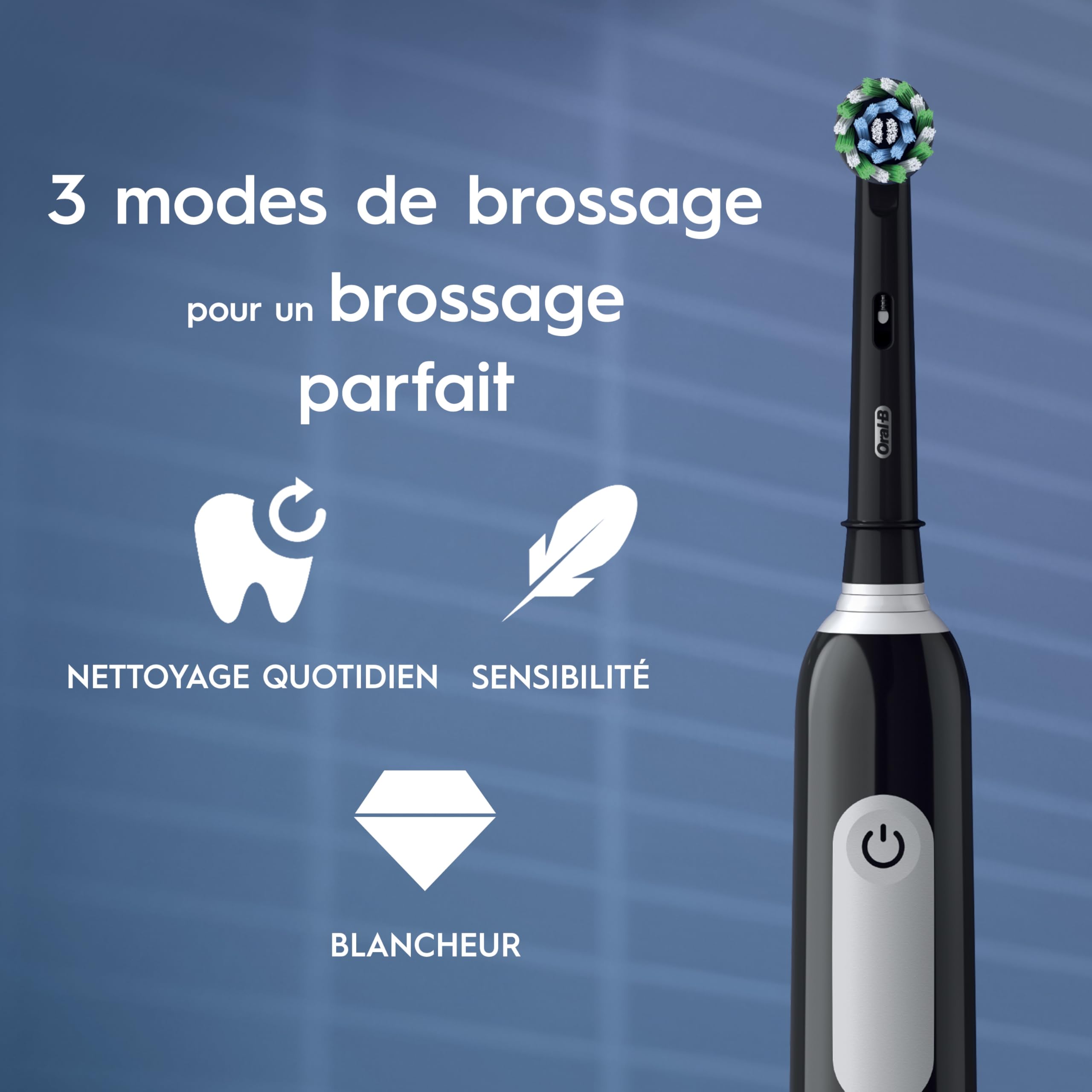 Oral-B Brosse à Dents Electrique Pro 1 avec Brossette de Rechange, Noire – 3 Modes de Nettoyage dont Douceur, Brossage avec des Oscillo-Rotations et Pulsations, Chargeur