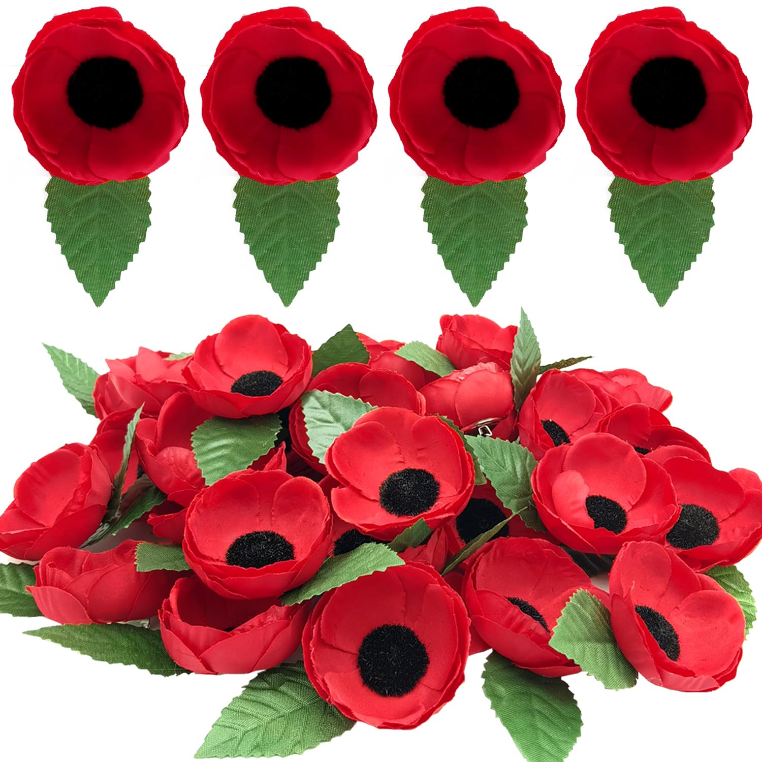 BenwanfeePoppy Flower Brooch Pin Poppy Silk Fabric Brooch Pins Handmade Poppies Red Poppy Pins for Memorial Day Remembrance Day Lest We Forget Party Decorations