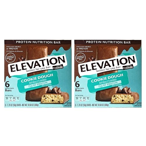 Millville Elevation - Barras de proteína para aperitivos, 1.4 onzas, 0.18oz de proteína (masa de galletas, 2 unidades (12 barras))