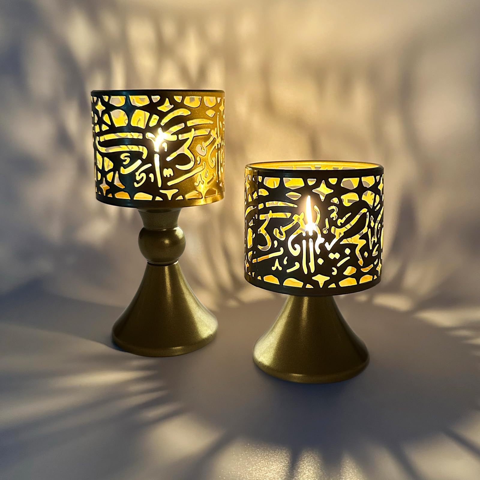 Photo 1 of 2 Sets EID Ramadan Mubarak Candle Holder, Ramadan Decorations Candle Lantern Gold Vintage Tabletop Candle Holder, Eid Decorations for Home Patio Table Wedding Centerpiece Festival Decor