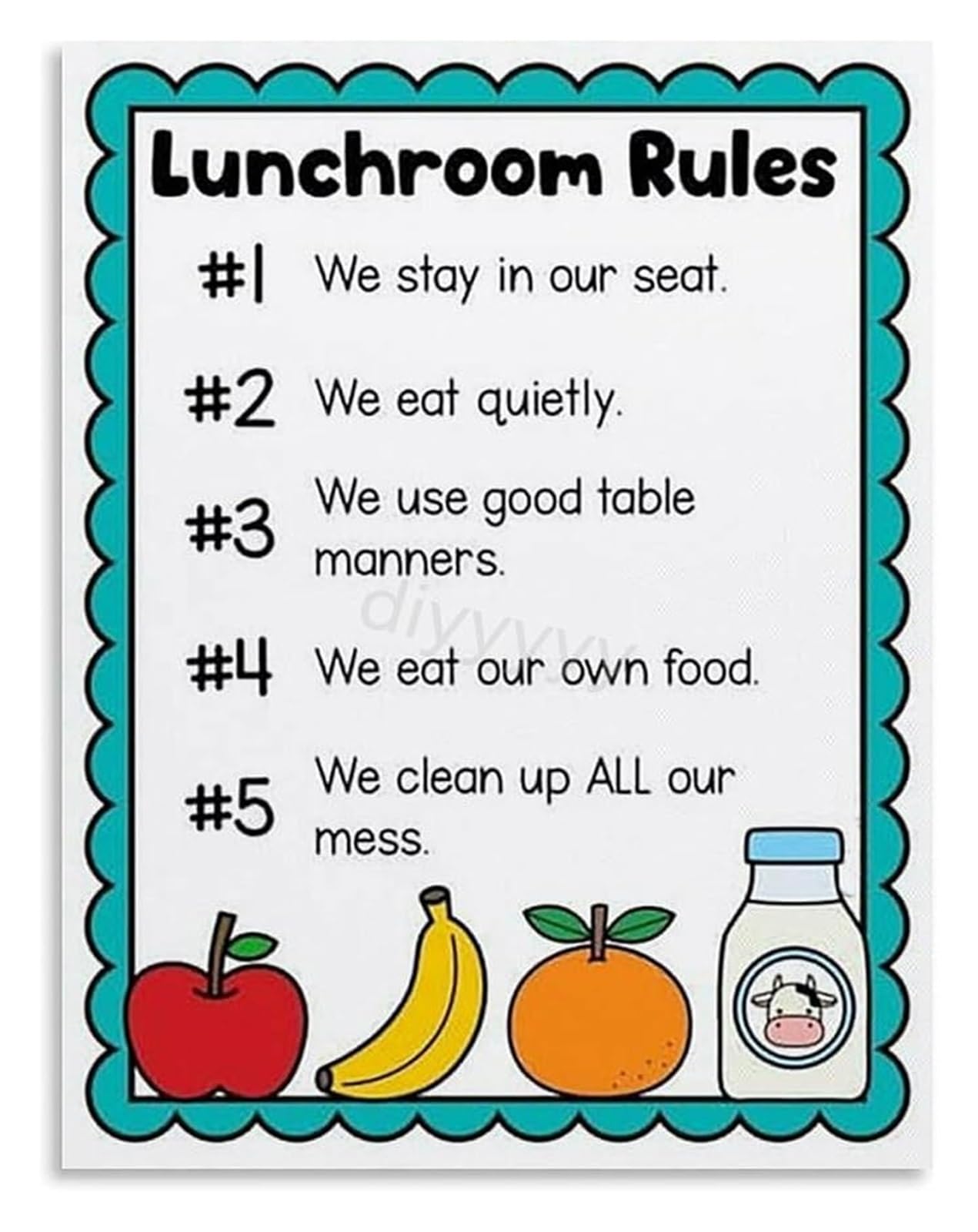 ZDVHOMCB Cafeteria Rules Poster Lunchroom Manners For Students School Behavior Living Room Wall Print