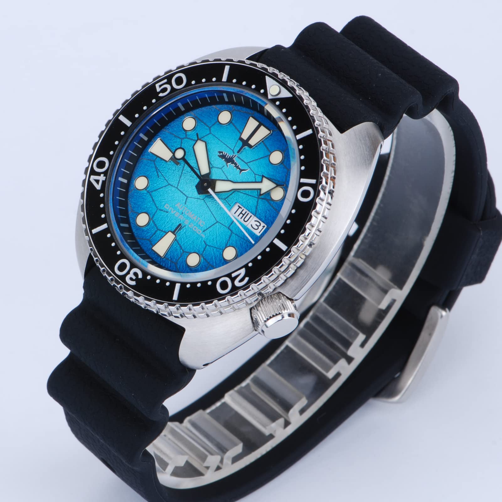 TACTICAL FROG Heimdallr 44 MM Edelstahl Herren-Automatikuhr, Saphirglas NH35A Bewegung Tauchuhren für Männer, 200 Meter Wasserdicht