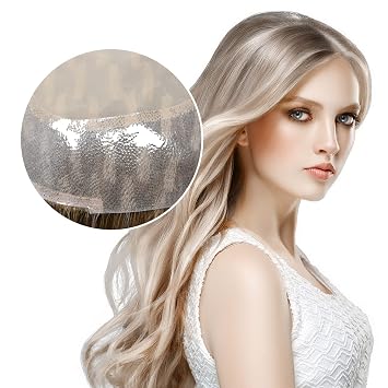 Superhairpieces NP6818Basic Womens Hairpieces 6"x8" Mono Silk Top, Silk PU Perimeter, French Lace Front, 120% Medium Density, 18" Premium Indian Human Remy Hair Off Black