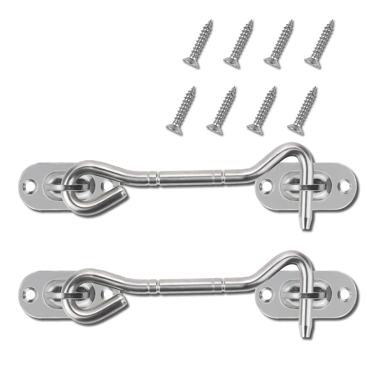 Door Hook Latch, Heavy Duty 4 inch Hook and Eye Latch, Stainless Steel