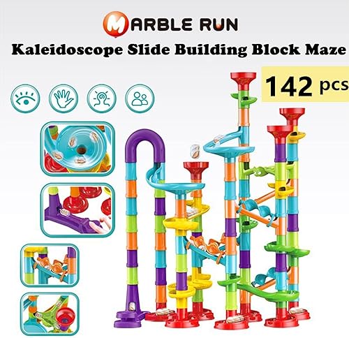 Miniatura 2 de ailixinda Juego de 142 piezas de mármol de alta calidad, juguete educativo de bloques de construcción STEM, juego de carreras de pista de mármol con
