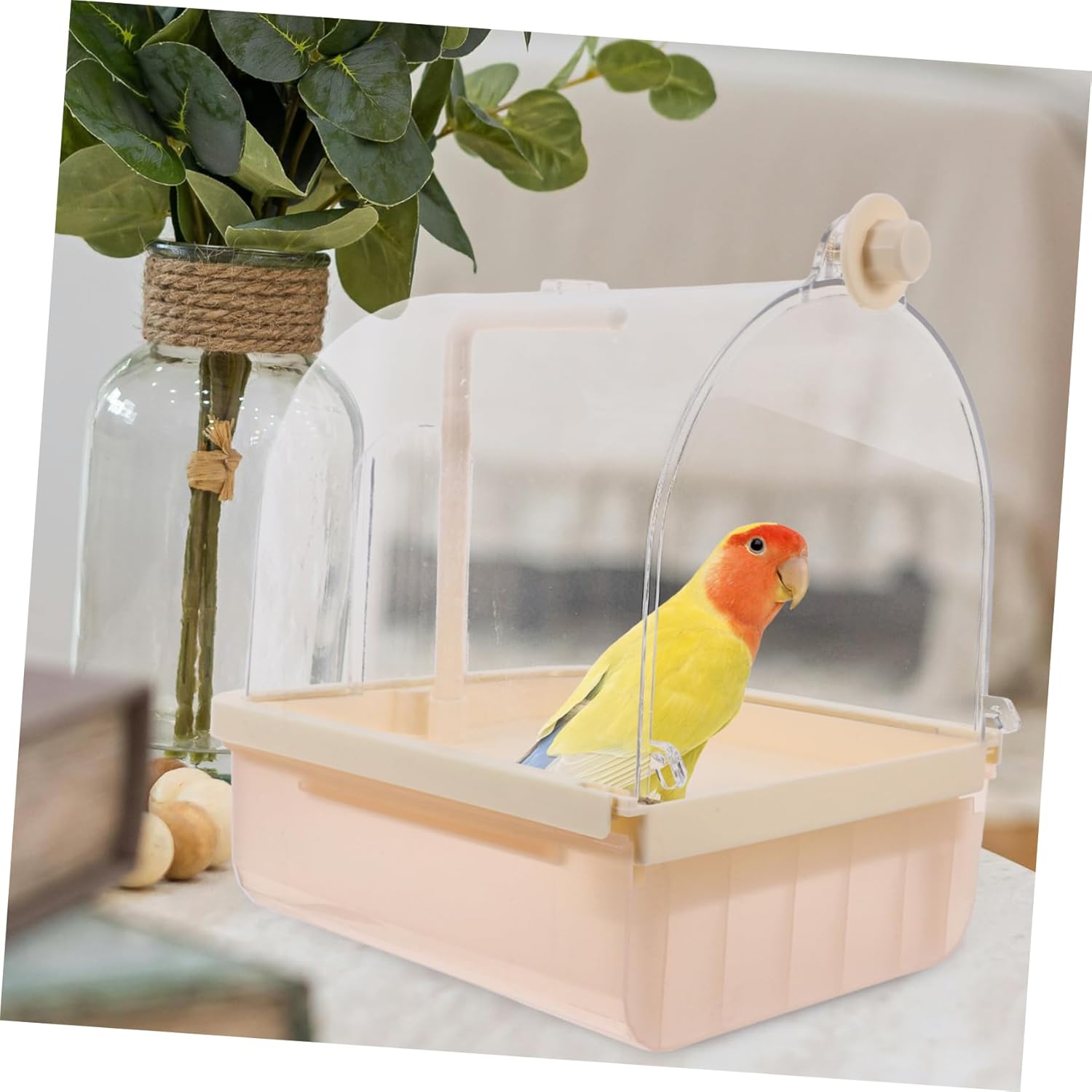 Bath Box for Parrots Automatic Hanging Shower Basin with Rotating Head Stylish Cage Accessory for Easy Attachment and Efficient Cleaning