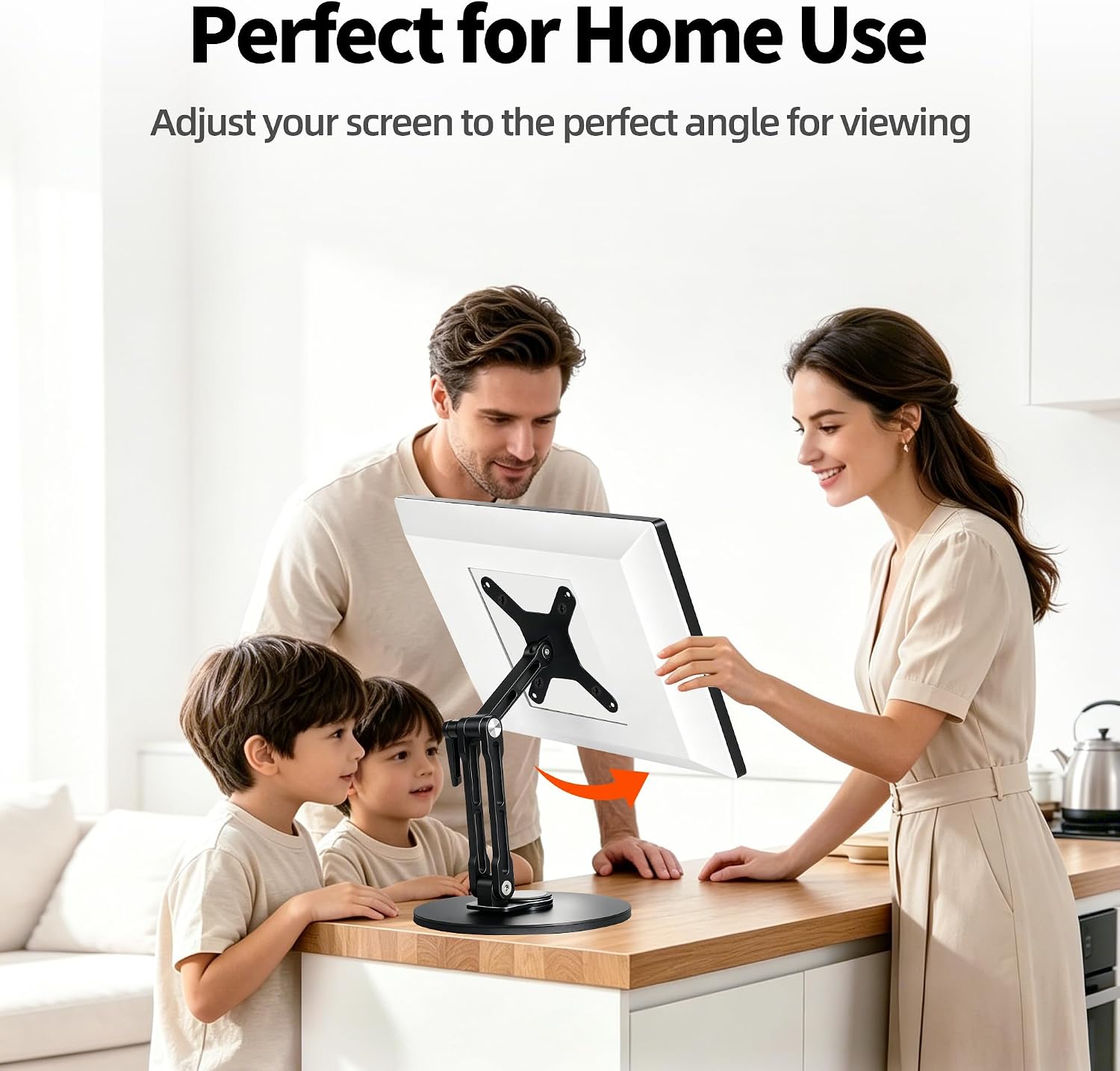 Swivel & Tilt Stand for Echo Show 15 (Gen 1, Gen 2), Adjustable Height Desk Mount with 360 Rotating Base, Aluminum Monitor Holder Easy Installation for 15.6", 17.3", 18.5" Monitors