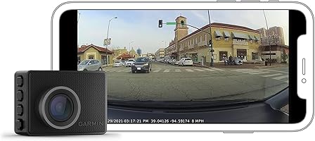 Garmin Dash Cam 47, 1080p and 140-degree FOV, Monitor Your Vehicle While Away w/ New Connected Features, Voice Control,...