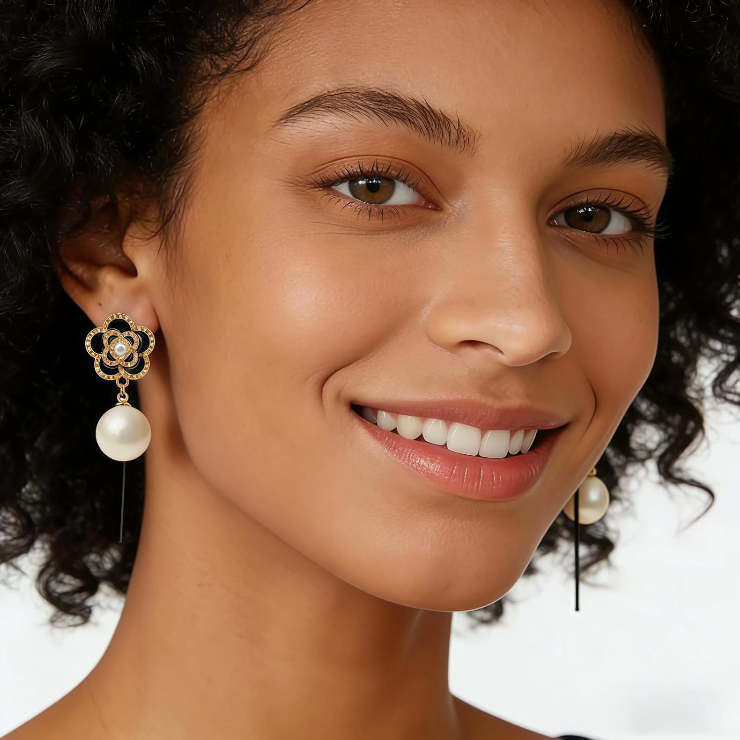 Charming Flower and Artificial Pearl Earrings - Women's Flower Charm Stud Earrings (3 Options To Choose From) - Image 4