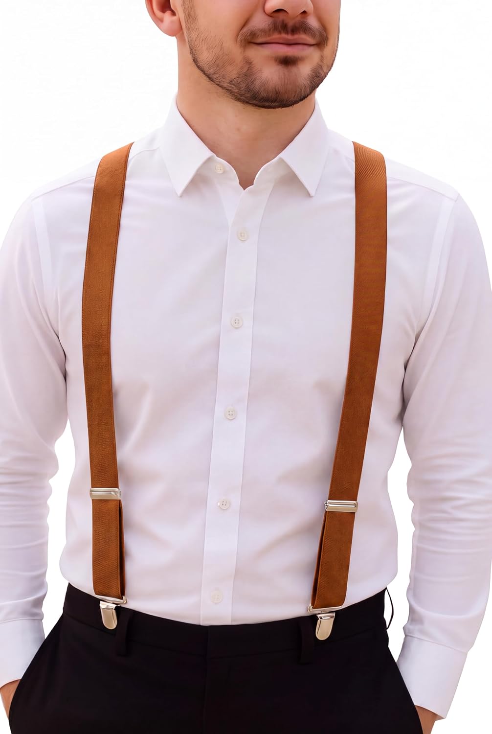  Suspenders for Men - Adjustable Elastic Mens Suspenders with Heavy Duty Strong Clips