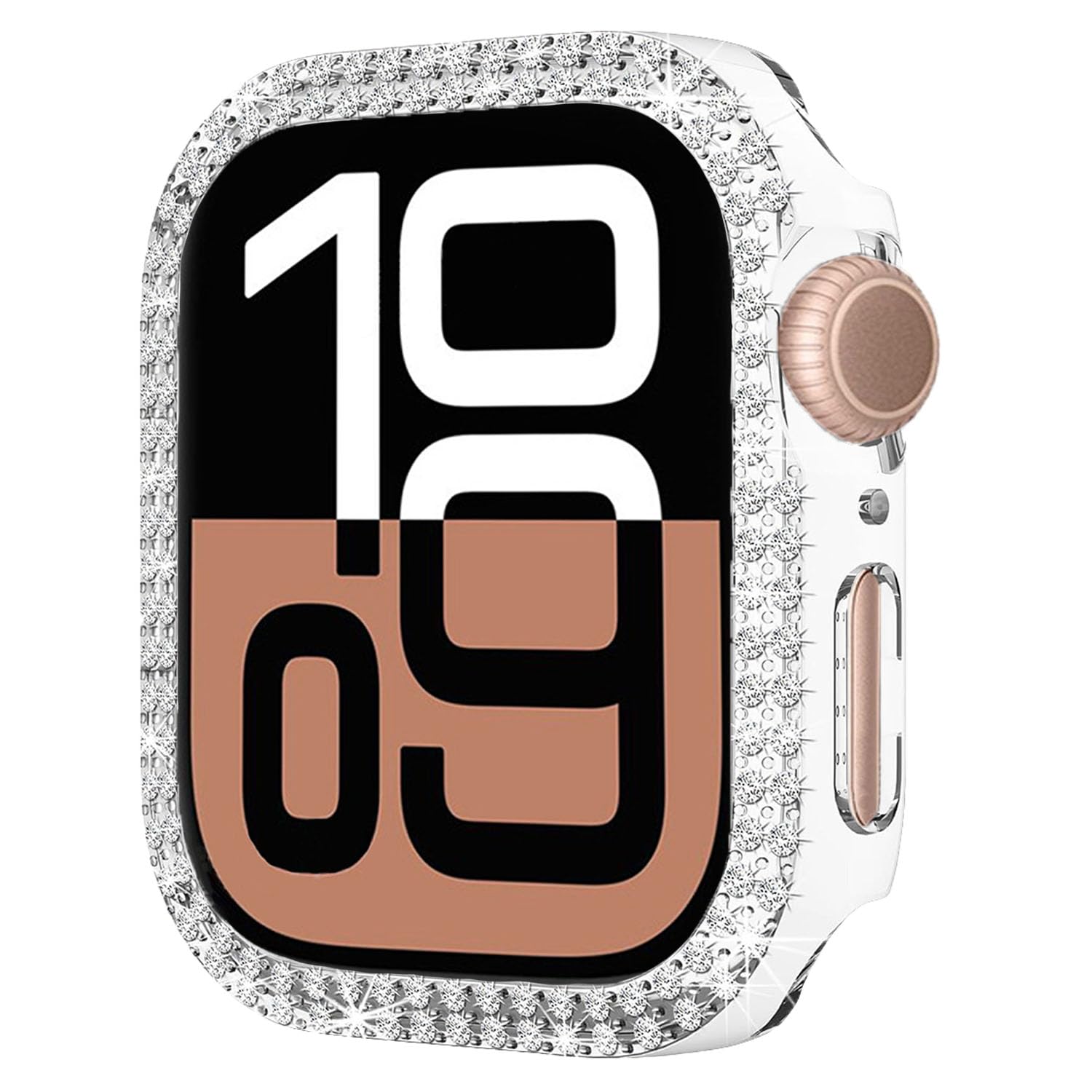 Compatible avec Apple Watch Series 10 de 46 mm - Double rangée de strass brillants - Coque de protection en polycarbonate pour homme et femme (lot de 10, série 10, 46 mm)