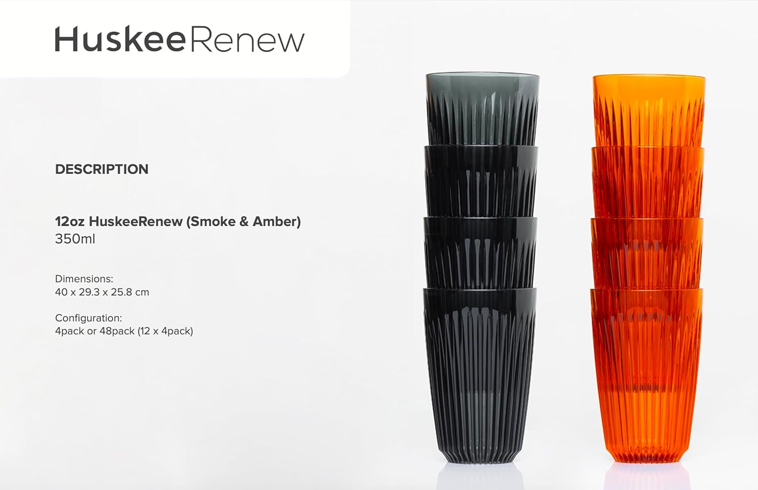 HuskeeRenew Range (4 Pack) - Amber and Smoke (Amber, 12oz (4 Pack))