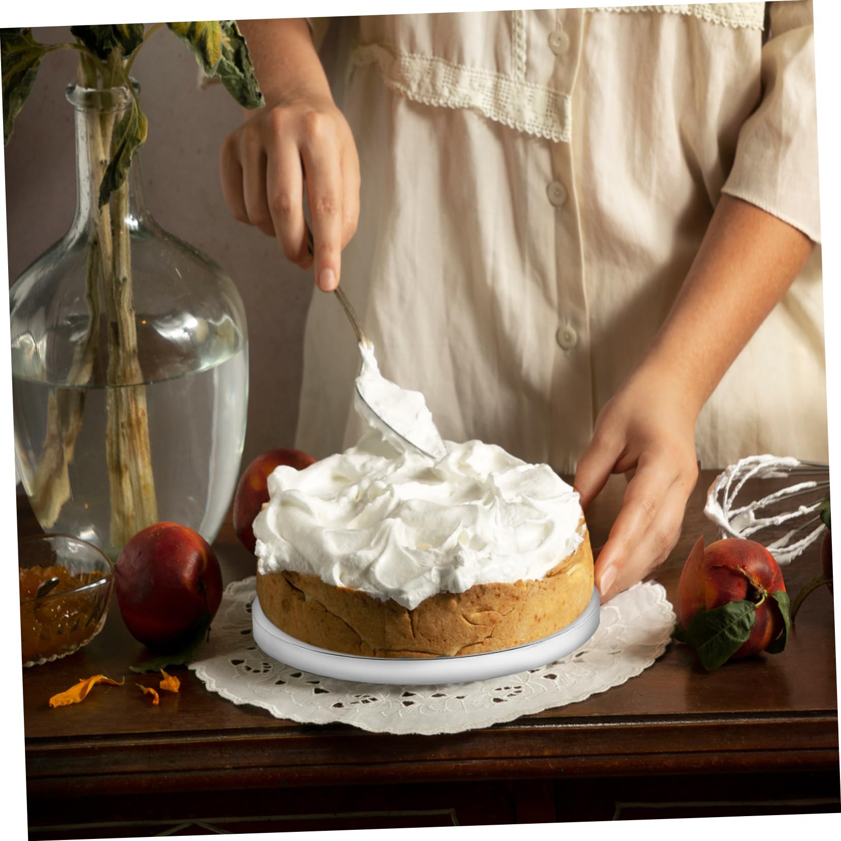 FONDOTIN 6pcs Cake Displaying Tray Reusable Cardboard Cake Rounds Tier Cake Decorating Boards Party Cake Board Circles Round Cake Boards Cake Baseboards Bases with White Corrugated Paper