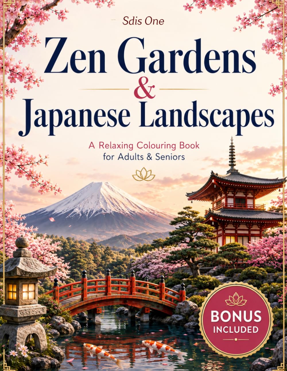 Zen Gardens and Japanese Landscapes: A Relaxing Coloring Book for Adults and Seniors with Japanese Temples, Cherry Blossoms, Bridges, Mount Fuji and Ikigai-Inspired Scenes