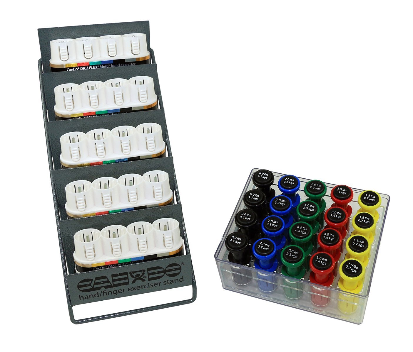 CanDo 10-3841 Digi-Flex Multi Small Clinic Pack, Standard, 5 Bases Plus 20 Button Set with Rack