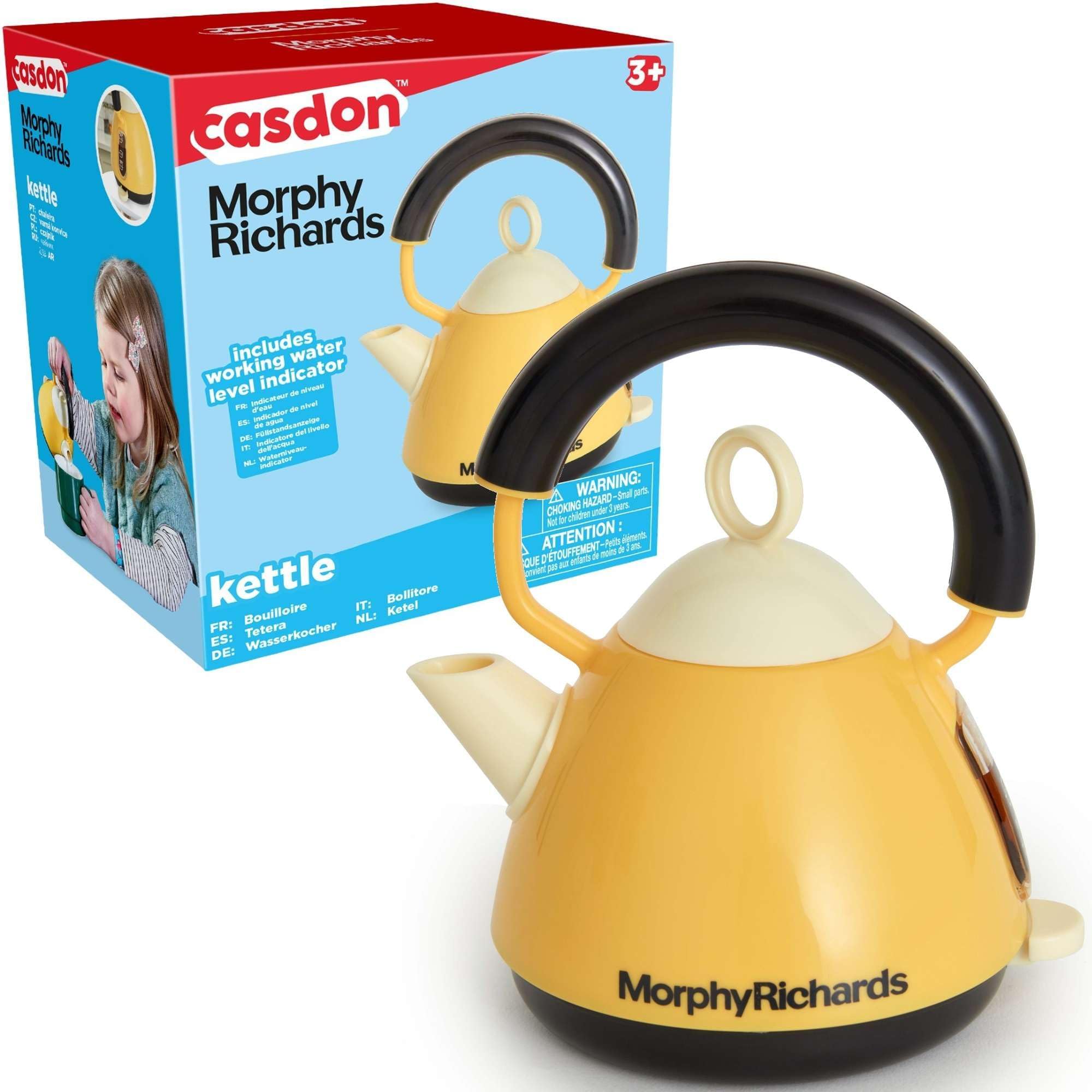 64850 Morphy Richards Age 3+ Interactive Toy Kettle for Children Aged 3+ | Encourages Endless Imaginative Role-Play Fun, Yellow,13.5 x10.5x14.5 cm
