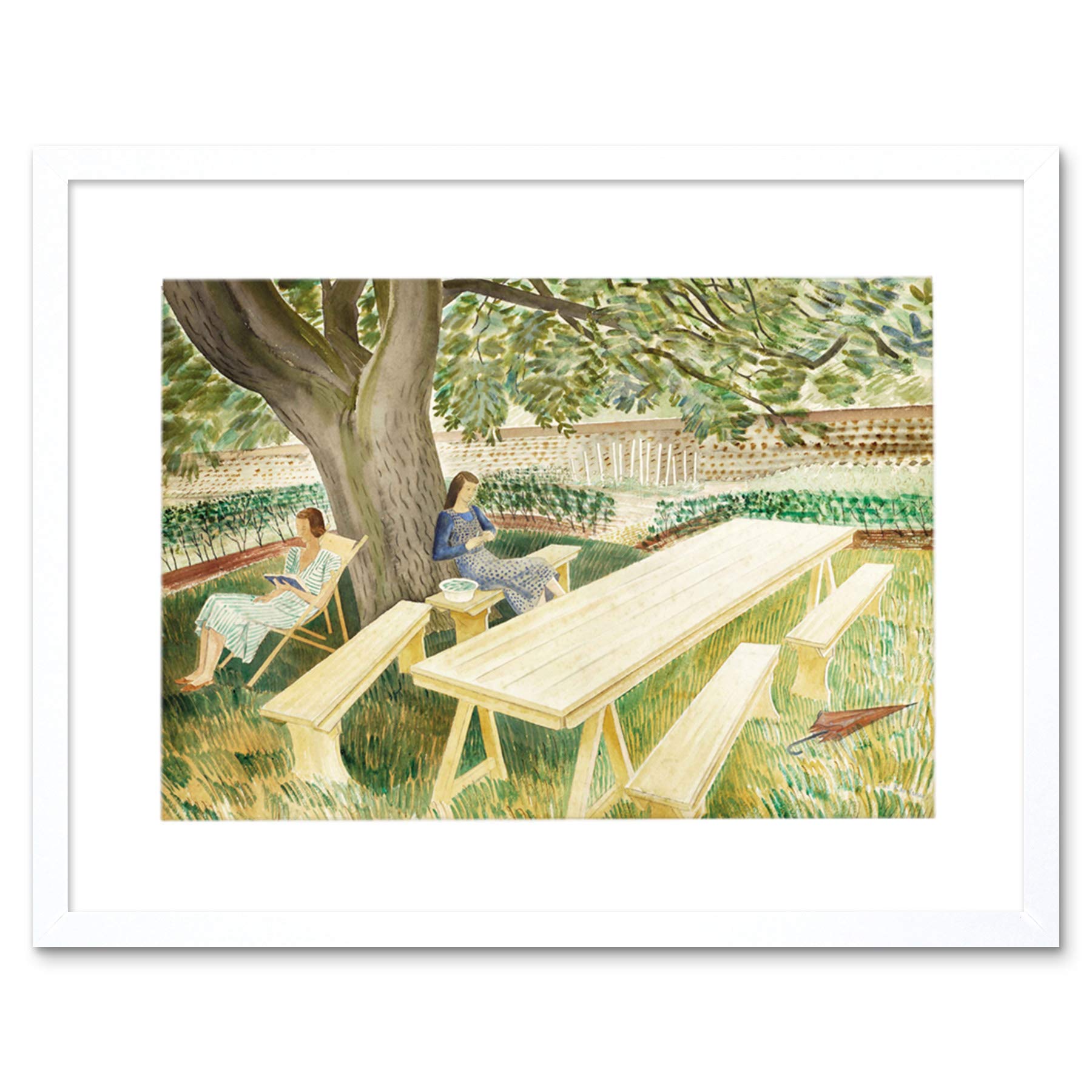 Wee Blue Coo Eric Ravilious Two Women In A Garden Framed Wall Art Print