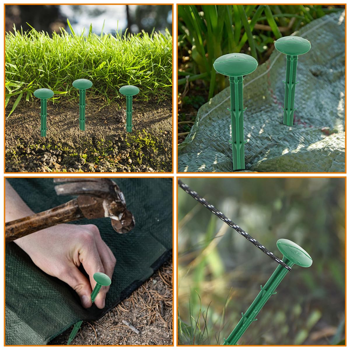 150 Picchetti da Terra in Plastica Verdi 11 CM Chiodi da Giardino per Esterni Ancoraggi per Tessuto Paesaggistico e Prato Artificiale Picchetti da Fissaggio per Teli e Reti da