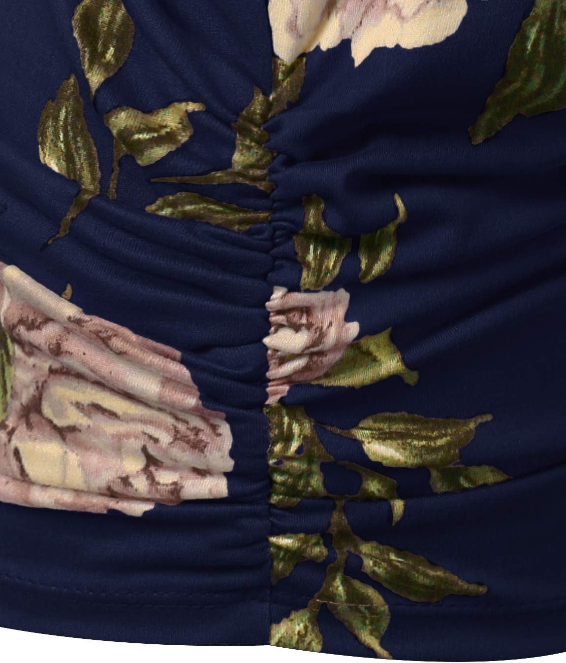 Womens Boat Neck Rose Floral Dolman Top Shirts Navy, S