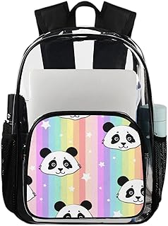 Mochila Panda Fofa Transparente Arco-íris, Mochila Resistente Panda Engraçada Impermeável Transparente PVC Mochila Com Alça de Ombro Reforçada para Escola, Trabalho, Viagem, Multicor