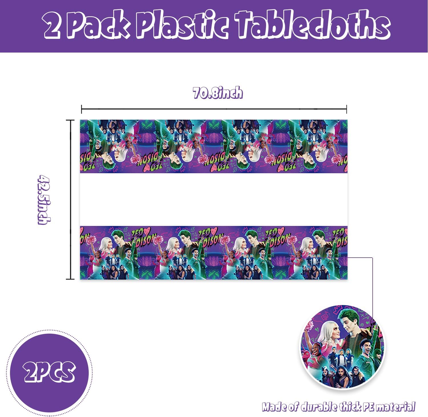 2Pcs Zombies Tablecloth Disposable Tablecover Birthday Party Supplies and Decorations for Kid Boy Baby Shower Rectangle Tables 70"X42"