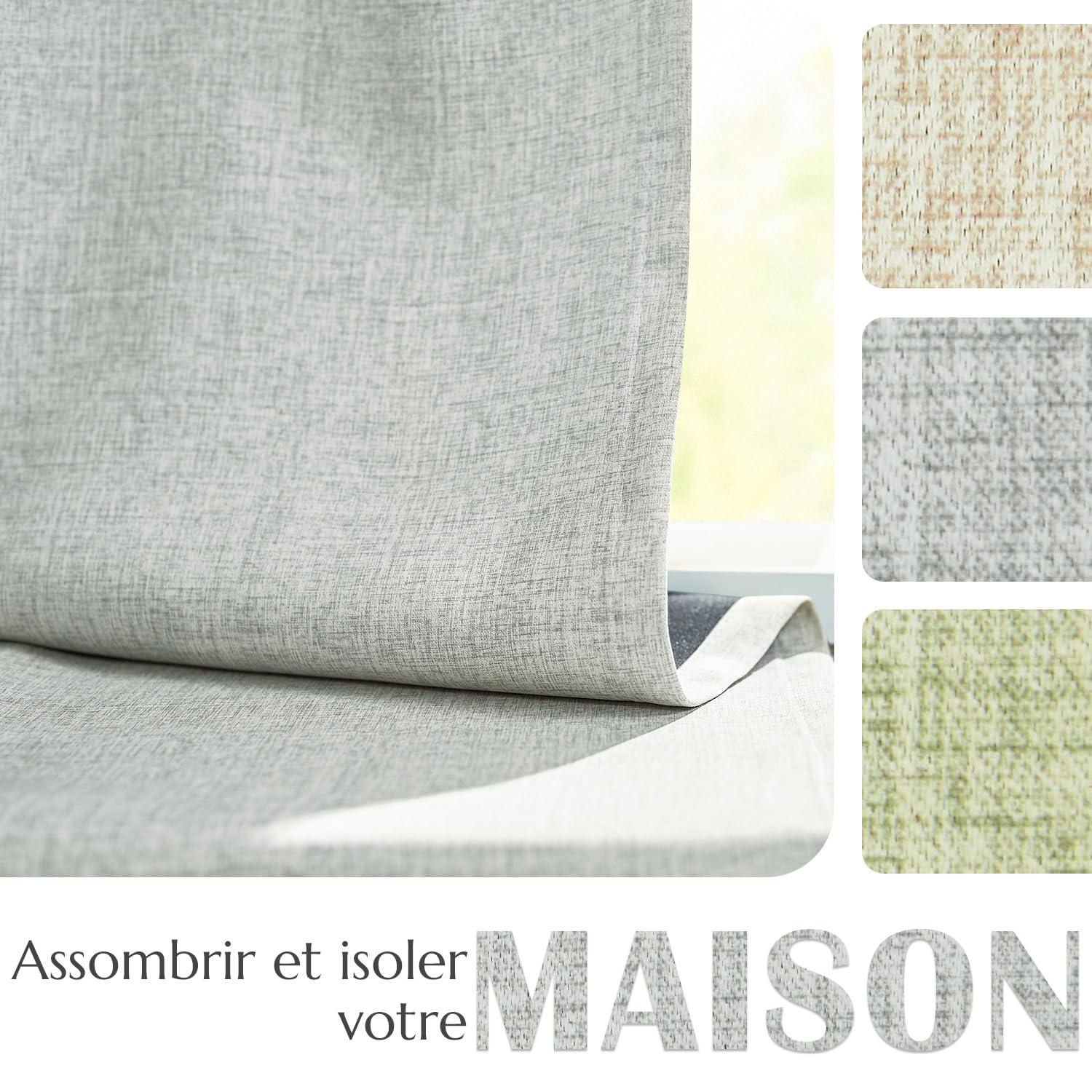 TOPICK Lot de 2 Rideau Occultant Thermiques Isolant Anti Froid et Chaleur Rideau Fenetre Opaque Draperies Intérieurs Gris Simple Durable pour Chambre à Coucher Salon Chambre Adulte 140 x 245cm (LxH) | Rideaux avec passe-tringle, rideaux pour salon, chambr
