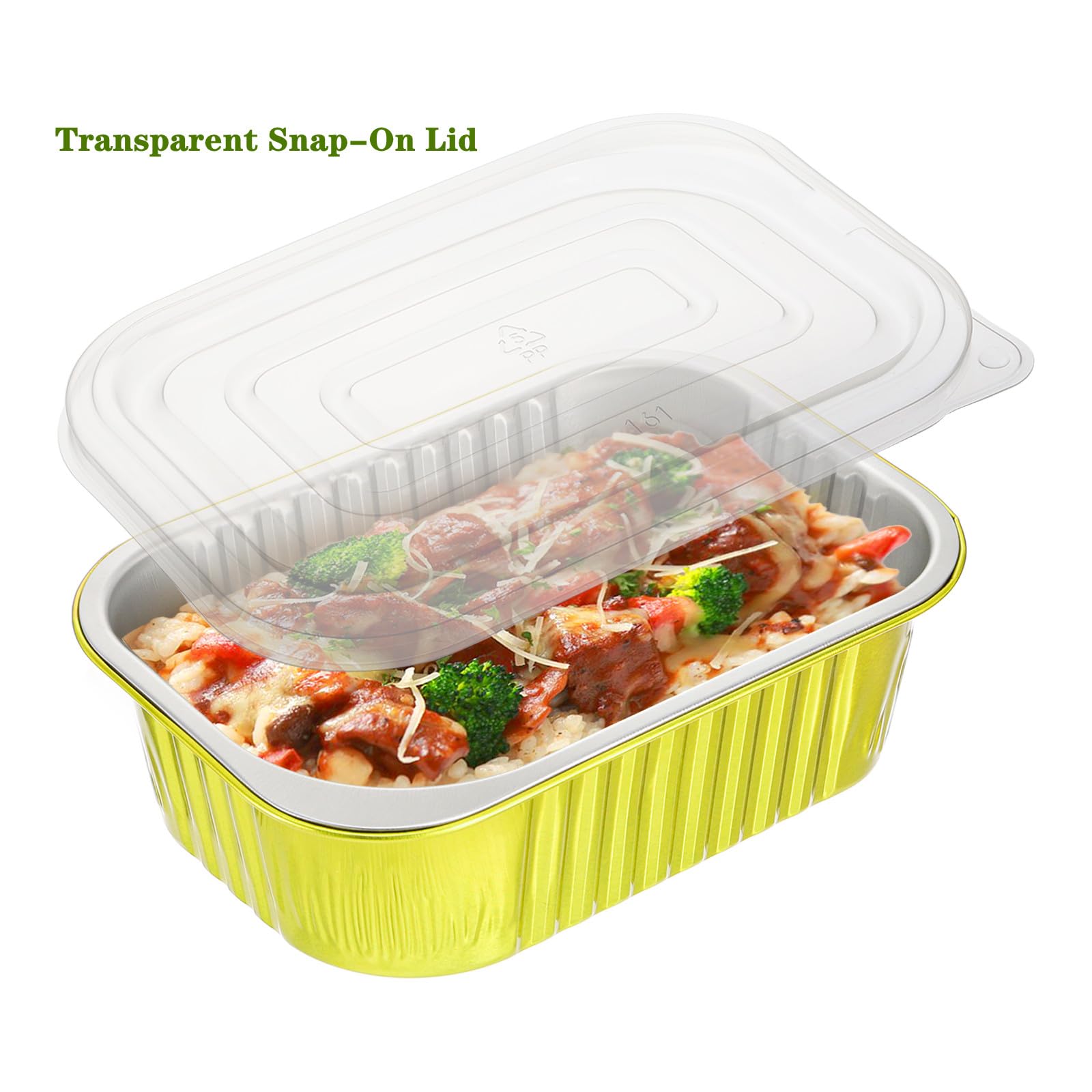 DEAYOU Paquete de 50 moldes pequeños de aluminio con tapas, 710 ml, 1.5 libras, moldes desechables resistentes para hornear, mini moldes para pan, recipientes de comida para llevar, preparación de
