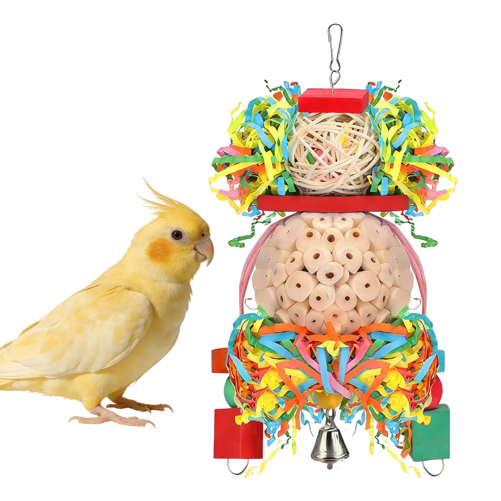 NAUZE Bird Toys Natural Plant Balls Bird Chewing Toy Husk Beak Chew Shred Toy Foraging Paper Cage Accessories for Birds Conure Cockatiel