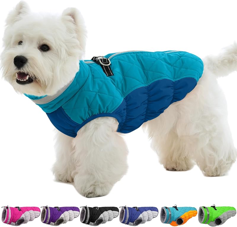 Dog Jackets for Small Dogs, Warm Dog Winter Coat with Harness, S
