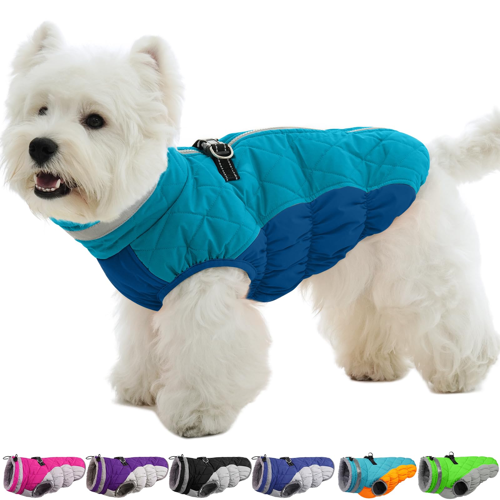 chamarra para perro, chaquetas cálidas para perros pequeños, abrigos para perros con arnés integrado, chaleco de forro polar impermeable para perro, traje reflectante de nieve para perros