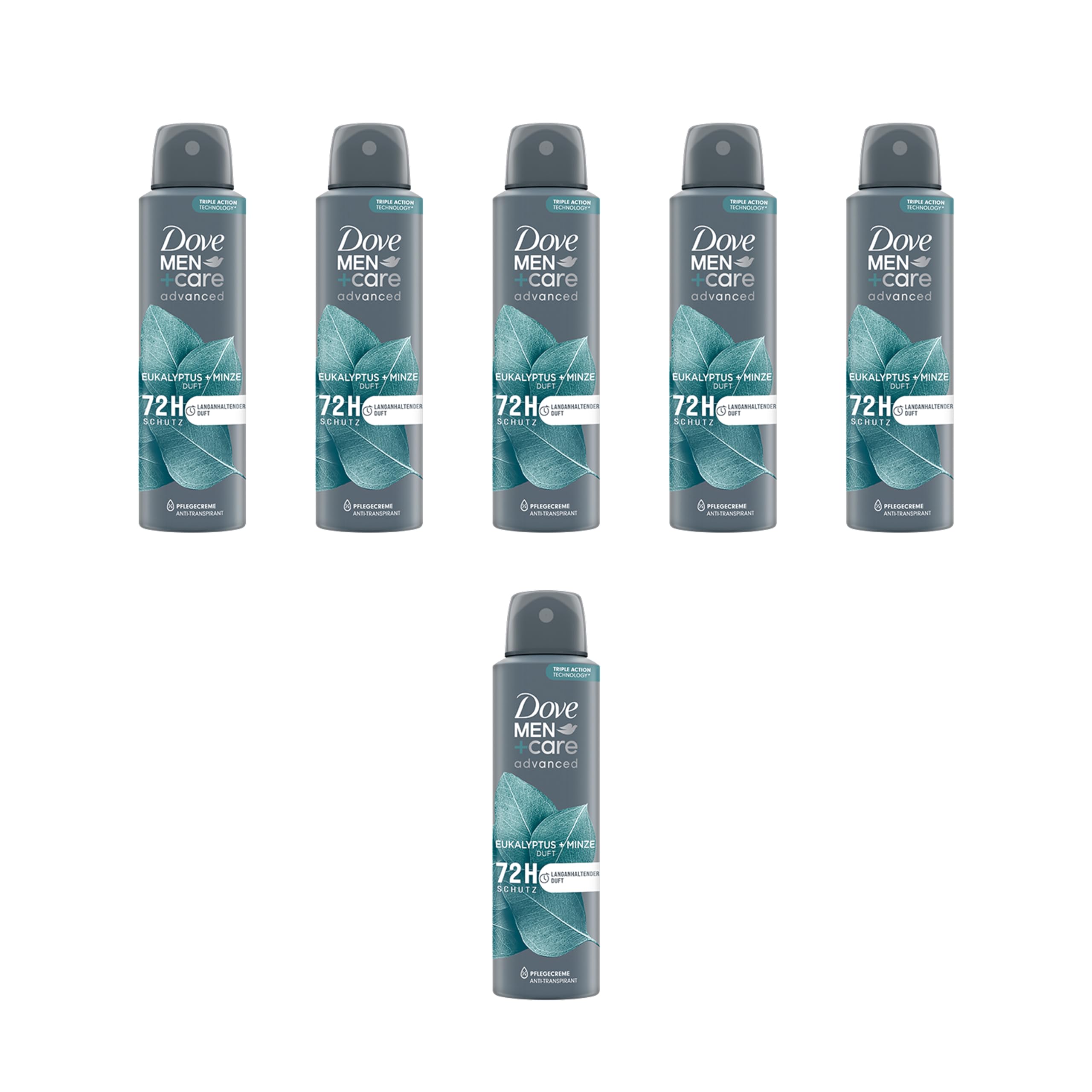 6x Dove Men+Care advanced Deo Spray Eukalyptus + Minze Anti Transpirant schützt 72 Stunden vor Körpergeruch und Schweiß 150 ml