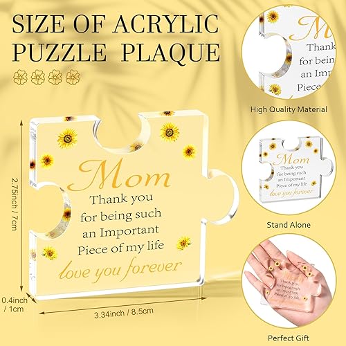 Miniatura 2 de Regalo de cumpleaños para mamá, rompecabezas de bloque acrílico grabado, regalos de cumpleaños para mamá, 3.35 x 2.76 pulgadas, de hija, hijo, papá,