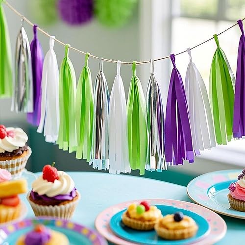 Miniatura 8 de Guirnalda de borlas brillantes de papel de seda, decoración de mesa, borlas para decoración de fiesta, suministros para bodas, cumpleaños, Negro